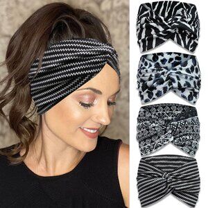 Breathe Easy: Stretchy Boho Headbands for Women - 4 Pack of Stylish Wraps